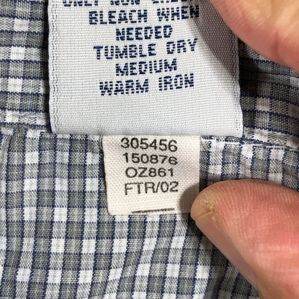 Old Navy Button Down Shirt Kids Size 7 Blue Gingham Short Sleeve Cotton 305456